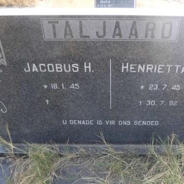 TALJAARD Jacobus H. 1945- &amp; Henrietta C. 1945-1982