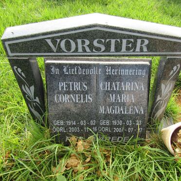 VORSTER Petrus Cornelis 1914-2003 &amp; Chatarina Maria Magdalena 1930-2007