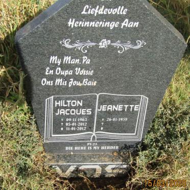 VOS Hilton Jacques 1963-2012 &amp; Jeanette 1958-