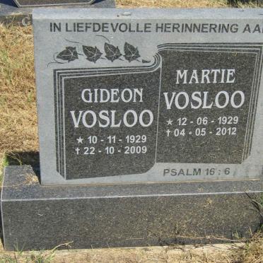 VOSLOO Gideon 1929-2009 &amp; Martie 1929-2012