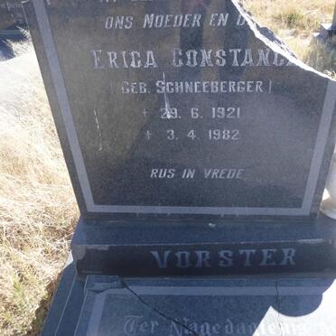 VORSTER Erica Constance nee SCHNEEBERGER 1921-1982