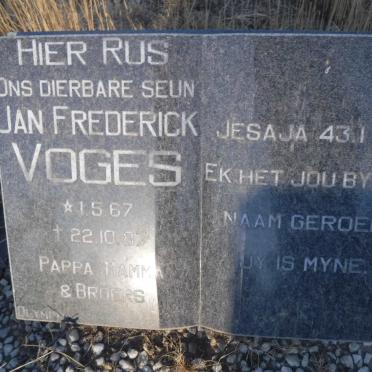 VOGES Jan Frederick 1967-1987