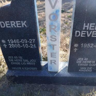 VORSTER Derek 1946-2000 &amp; Helen DEVENISH 1952-