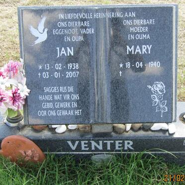 VENTER Jan 1938-2007 &amp; Mary 1940-
