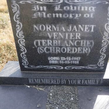 VENTER Norma Janet formerly TERBLANCHE nee SCHROEDER 1947-1984