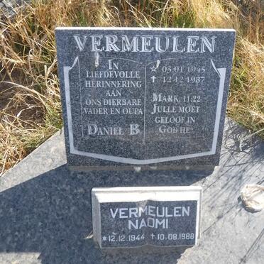 VERMEULEN Daniel B. 1945-1987 &amp; Naomi 1944-1988