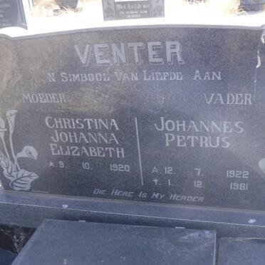 VENTER Johannes Petrus 1922-1981 &amp; Christina Johanna Elizabeth 1920-