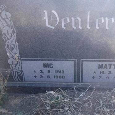 VENTER Nic 1913-1980 &amp; Matty 1921-1999