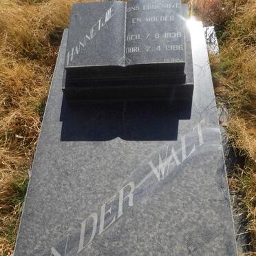WALT Hannetjie, van der 1938-1986