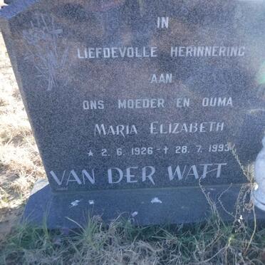 WATT Maria Elizabeth, van der 1926-1993