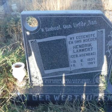 WESTHUIZEN Hendrik Lammert, van der nee AGENBAG 1937-1987