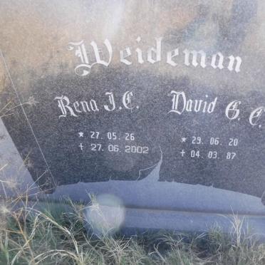 WEIDEMAN David G.C. 1920-1987 &amp; Rena J.C. 1926-2002
