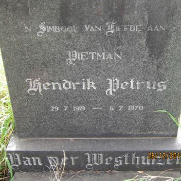 WESTHUIZEN Hendrik Petrus, van der 1919-1970