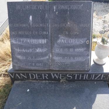 WESTHUIZEN Jacobus, van der 1895-1990 &amp; Elizabeth Lagrina 1901-1982