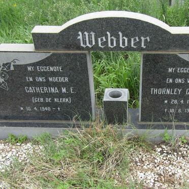 WEBBER Thornley Clifford 1933-1978 &amp; Catherina M.E. DE KLERK 1940-