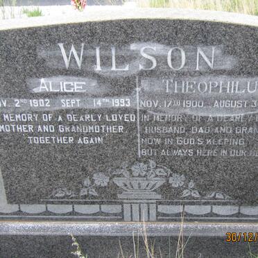 WILSON Theophilus 1900-1975 &amp; Alice 1902-1993