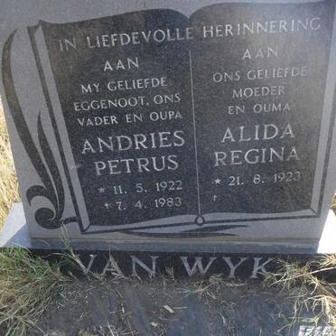 WYK Andries Petrus, van 1922-1983 &amp; Alida Regina 1923-