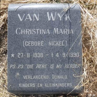 WYK Christina Maria, van nee NICKEL 1938-1990
