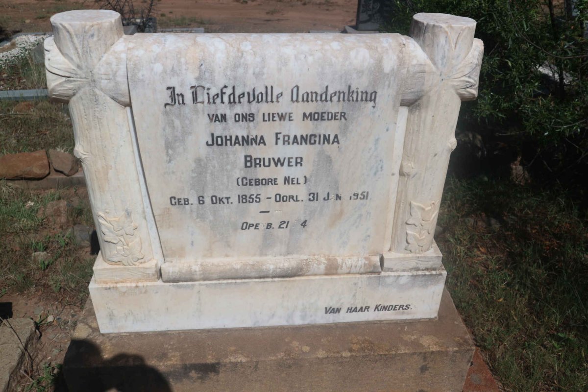 BRUWER Johanna Francina nee NEL 1855-1951