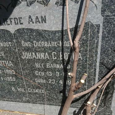 BOTHA Johan A. 1883-1959 &amp; Johanna C. BARNARD 1893-1974