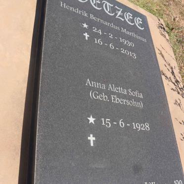 COETZEE Hendrik Bernardus Marthinus 1930-2013 &amp; Anna Aletta Sofia EBERSOHN 1928-
