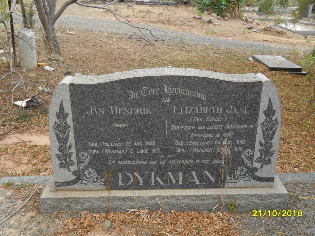 DYKMAN Jan Hendrik 1838-1921 &amp; Elizabeth Jane ECKLEY 1840-1908