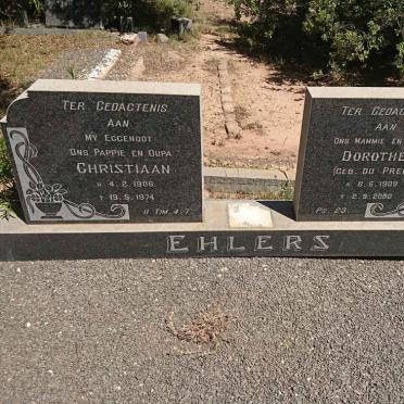 EHLERS Christiaan 1906-1974 &amp; Dorothea DU PREEZ 1909-2000