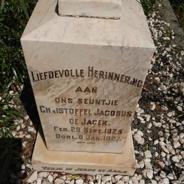 JAGER Christoffel Jacobus, de 1925-1927