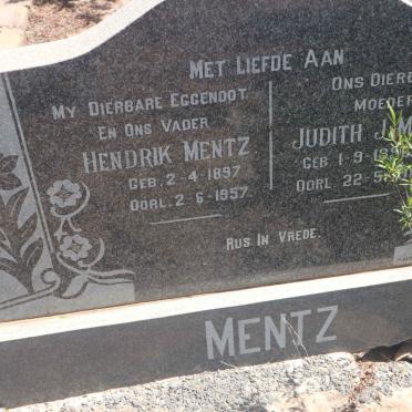 MENTZ Hendrik 1897-1957 &amp; Judith J. 1896-1983