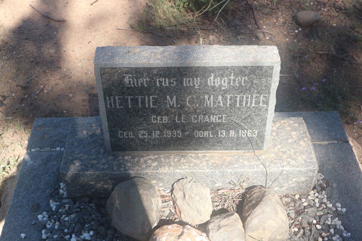 MATTHEE Hettie M.C. nee LE GRANGE 1935-1963