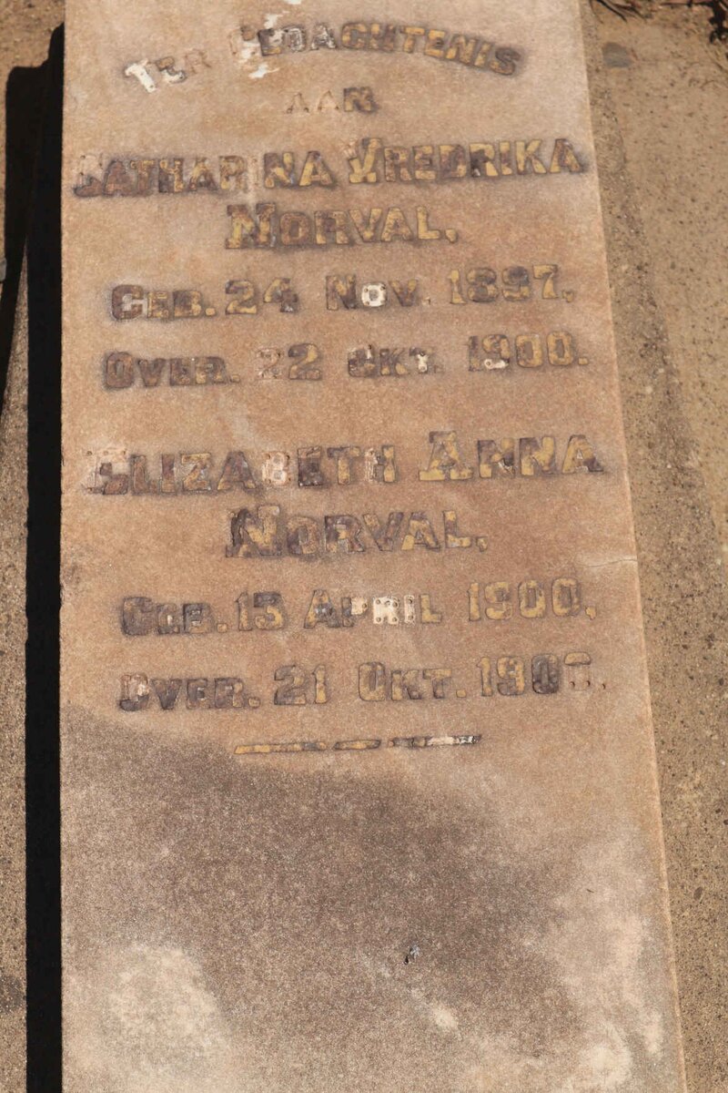 NORVAL Catharina Vredrika 1897-1900 :: NORVAL Elizabeth Anna 1900-1900