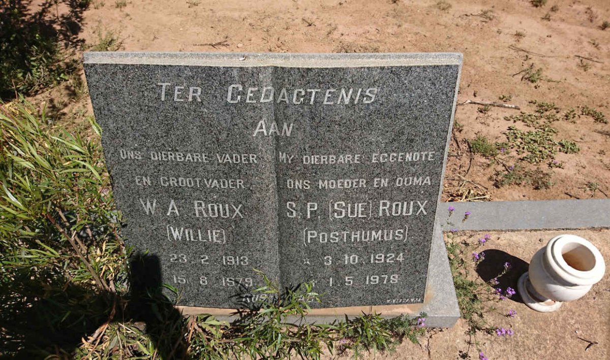 ROUX W.A. 1913-1979 &amp; S.P. POSTHUMUS 1924-1978