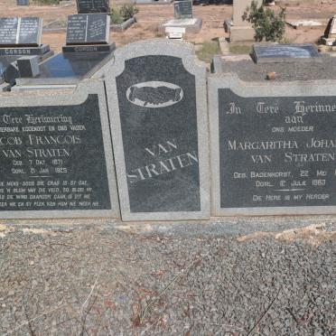 STRATEN Jacob Francois, van 1871-1929 &amp; Margaritha Johanna BADENHORST 1883-1963