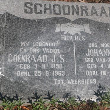 SCHOONRAAD Coenraad J.S. 1890-1963 &amp; Johanna E. VAN TONDER 1891-1966