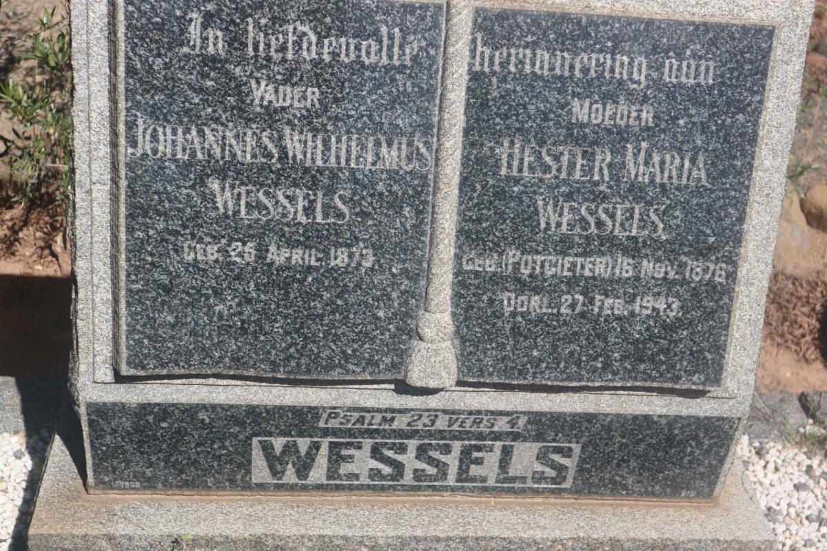 WESSELS Johannes Wilhelmus 1873- &amp; Hester Maria POTGIETER 1876-1943