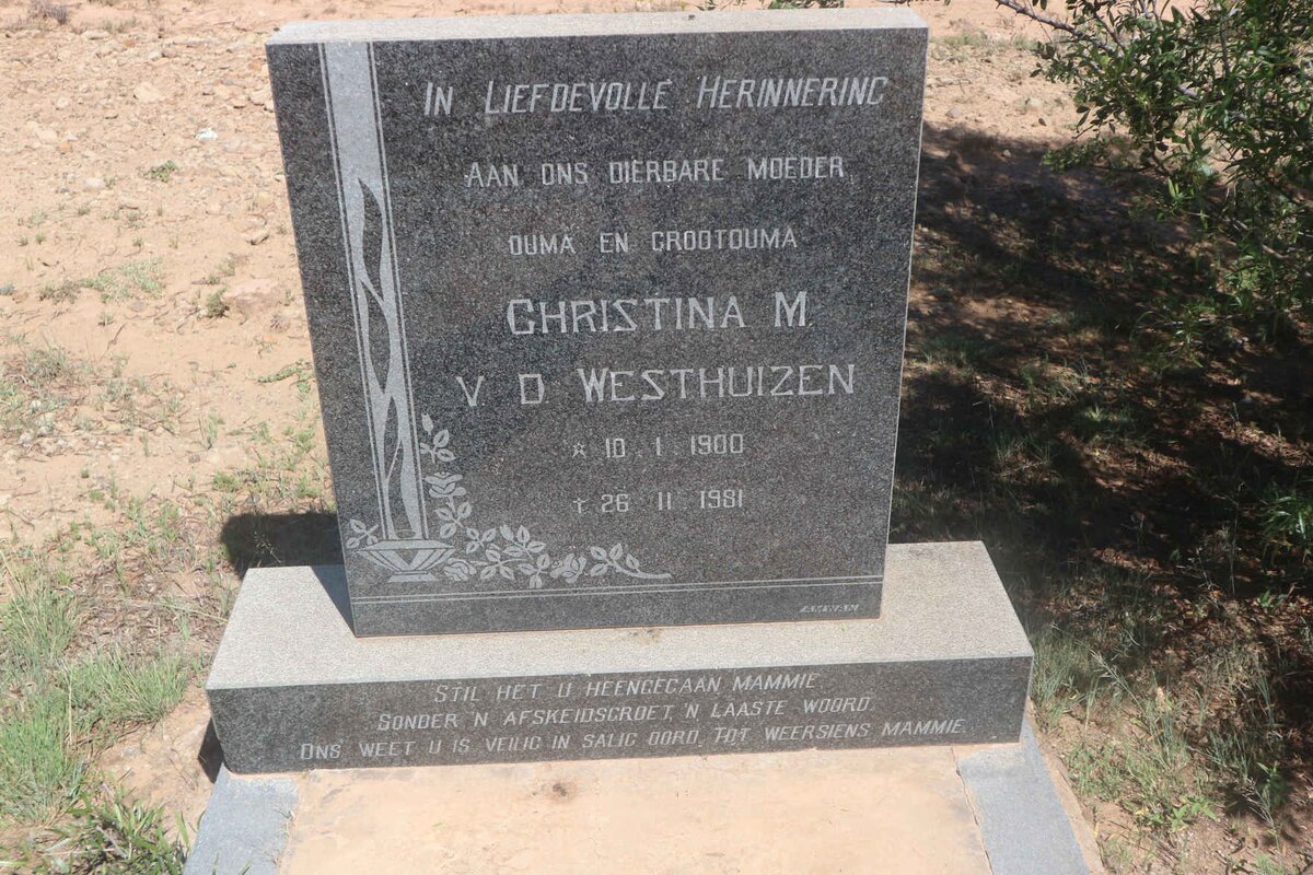 WESTHUIZEN Christina M., v.d. 1900-1981