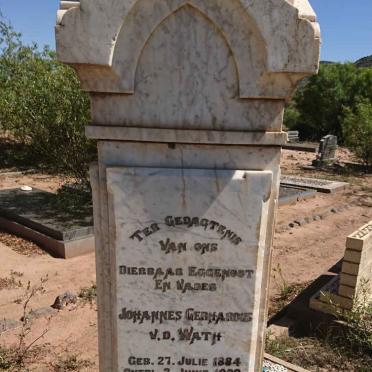 WATH Johannes Gerhardus, v.d. 1884-1928