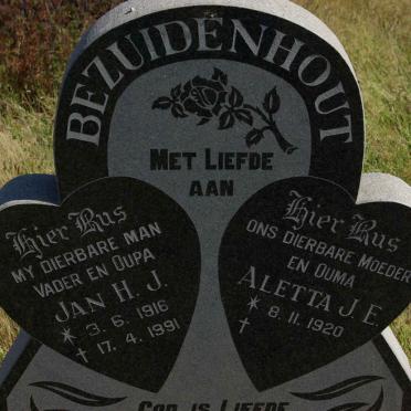 BEZUIDENHOUT Jan H.J. 1916-1991 &amp; Aletta J.E. 1920-
