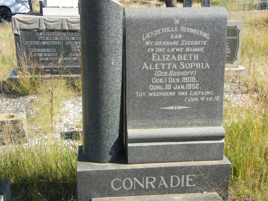 CONRADIE Elizabeth Aletta Sophia nee BOSHOFF 1908-1952