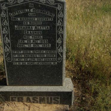 ERASMUS Johanna Aletta nee VOGEL 1885-1936