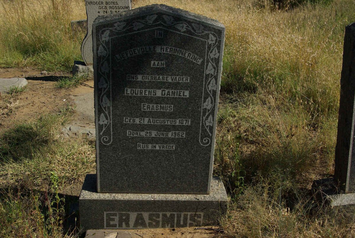ERASMUS Lourens Daniel 1871-1962