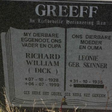 GREEFF Richard William 1928-1999 &amp; Leonie SKINNER 1935-