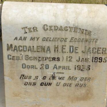 JAGER Magdalena H.E., de nee SCHEEPERS 1895-1935