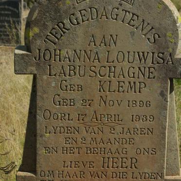 LABUSCHAGNE Johanna Louwisa nee KLEMP 1896-1939