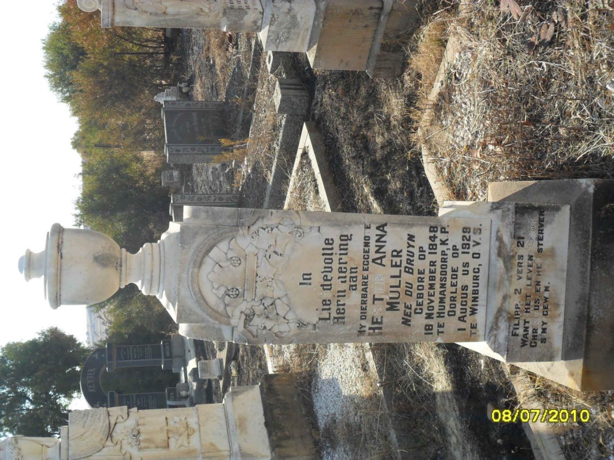 MULLER Hester Anna nee DU BRUYN 1848-1929