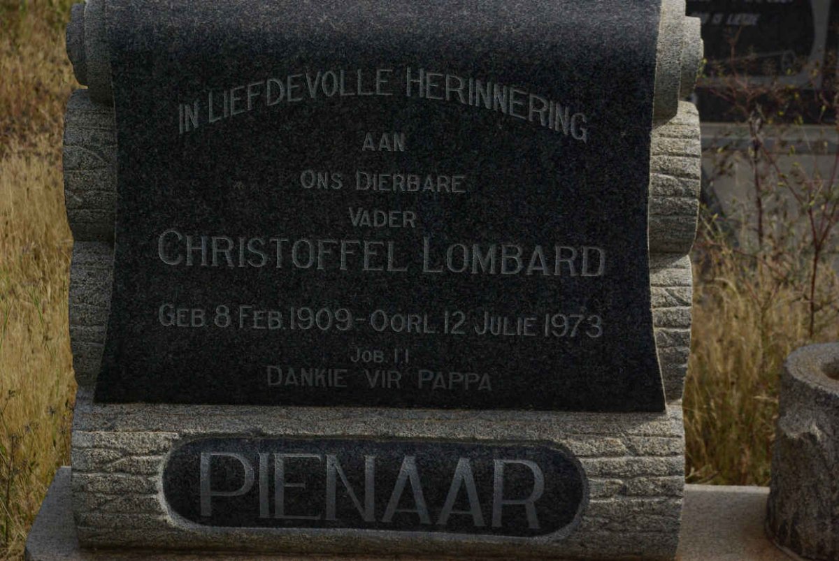 PIENAAR Christoffel Lombard 1909-1973