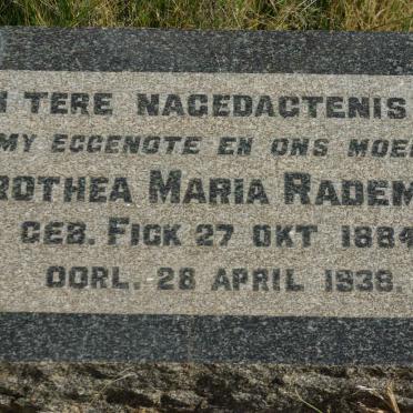 RADEMEYER Dorothea Maria nee FICK 1884-1938