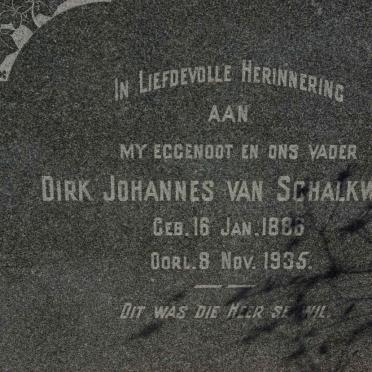 SCHALKWYK Dirk Johannes, van 1886-1935