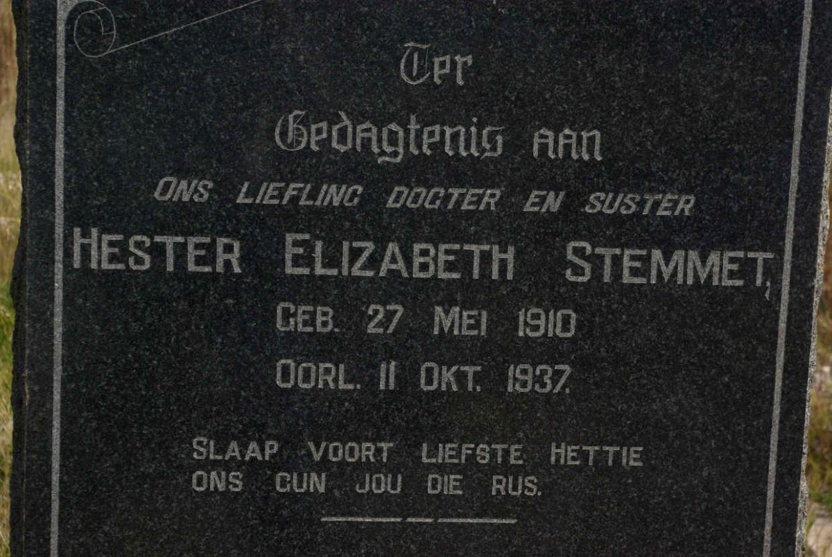 STEMMET Hester Elizabeth 1910-1937
