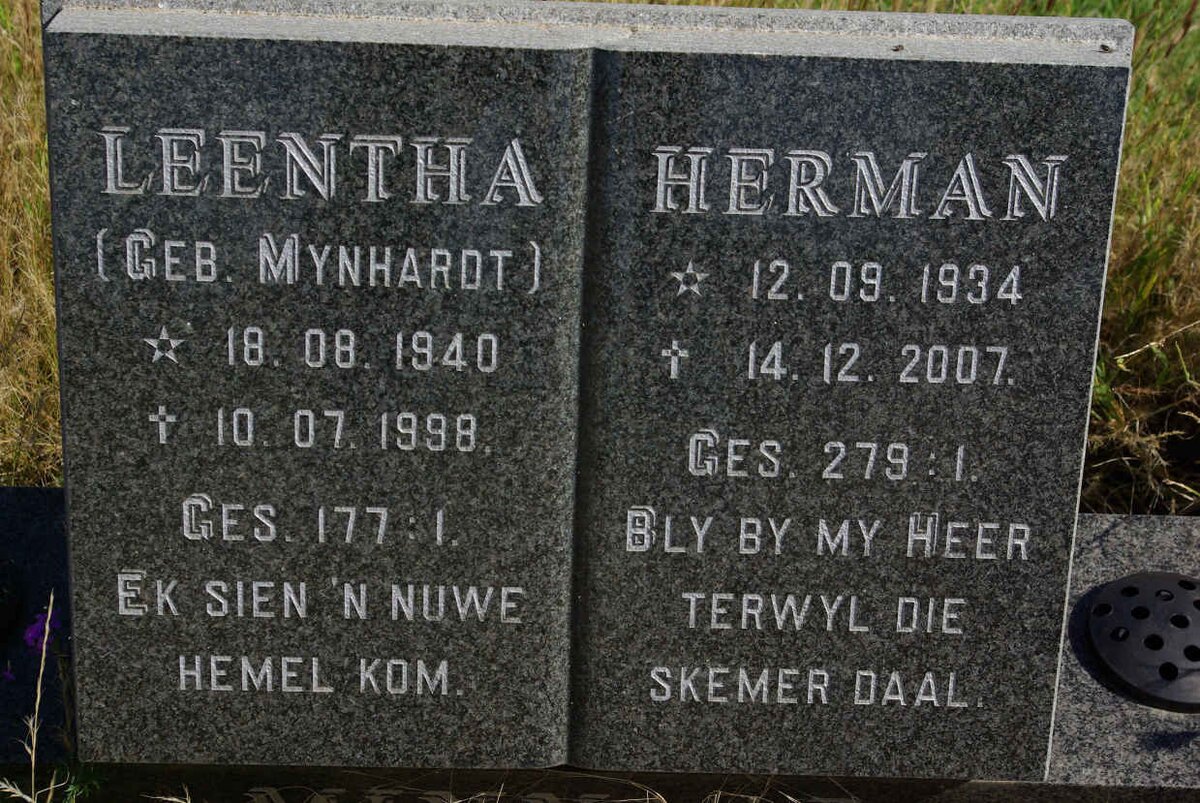 ? Herman 1934-2007 &amp; Leentha MYNHARDT 1940-1998